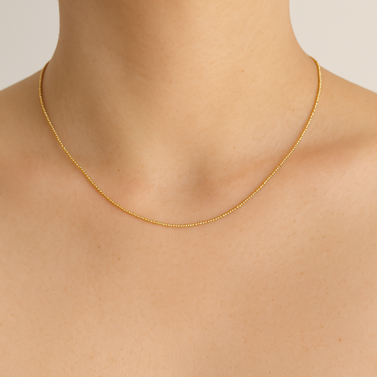 Clear Miyuki Glass Bead Choker – 2mm Yellow Gold Translucent – 16" Minimalist Coastal Necklace – Stainless Steel Clasp