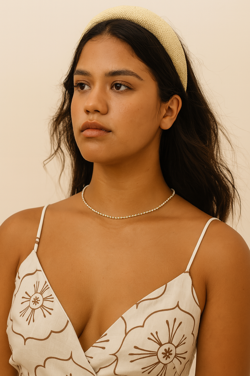 Freshwater Shell Choker – 16" Round Beads with Gold Stainless Steel Spacers – Extender & Pendant – Minimalist Collarbone Necklace