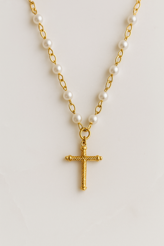 Minimalist Vintage Cable Cross Necklace Faith Inspired Pendant for Everyday Wear 18k Gold plated
