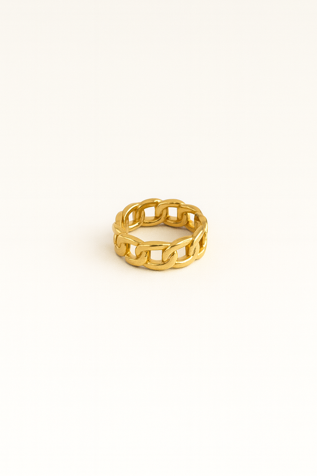 Water Resistant Stainless Steel Chain Style Finger Ring – 18K Gold Plated for Bold Elegance