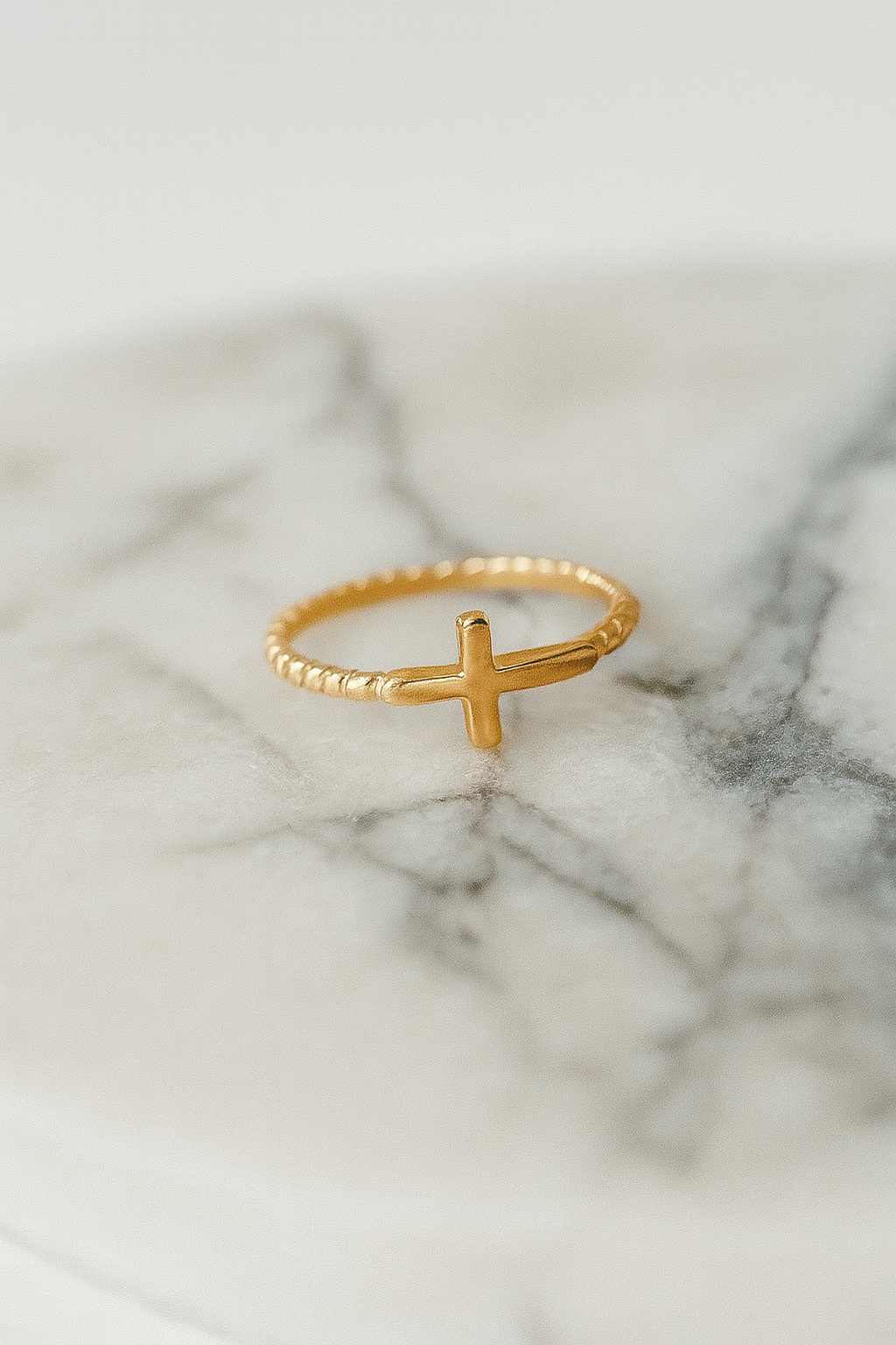 The Grace Ring | Stainless Steel Beaded Stackable Cross Ring Waterproof